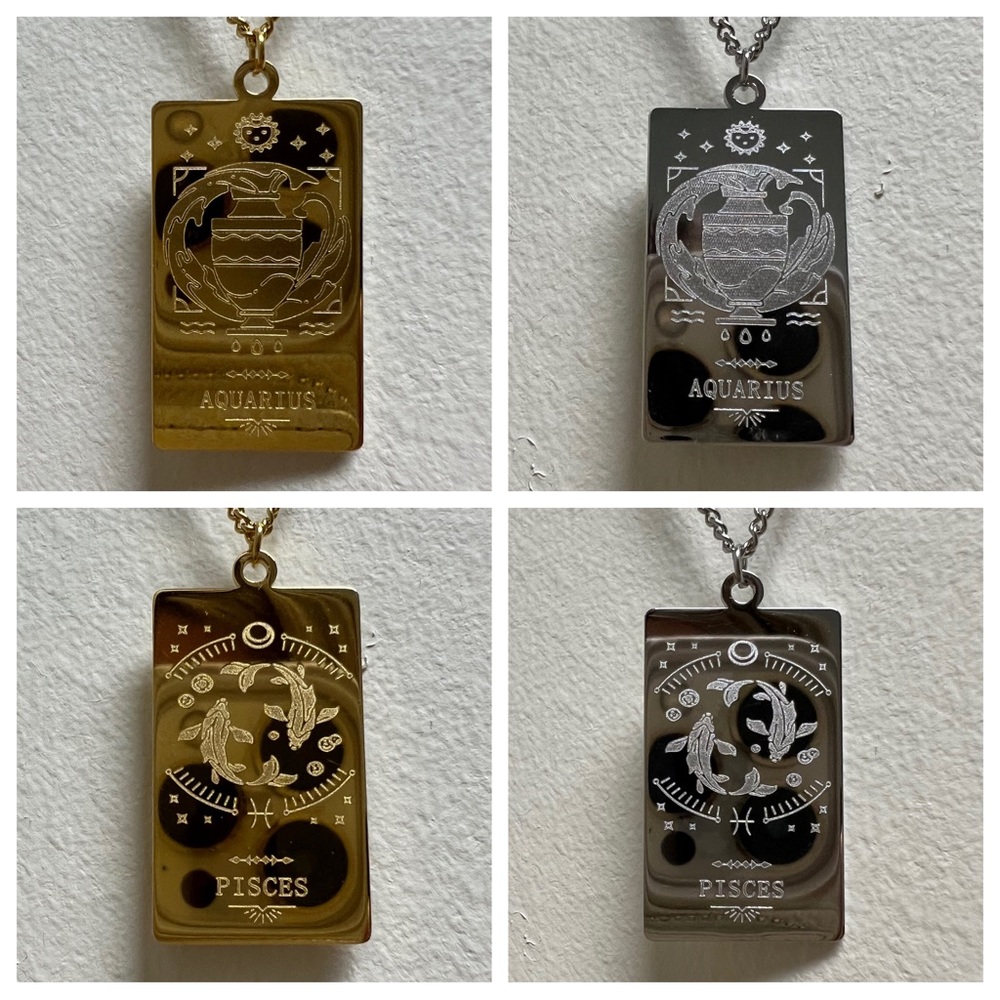 Zodiac Sign Pendant Necklace, Gold, Silver